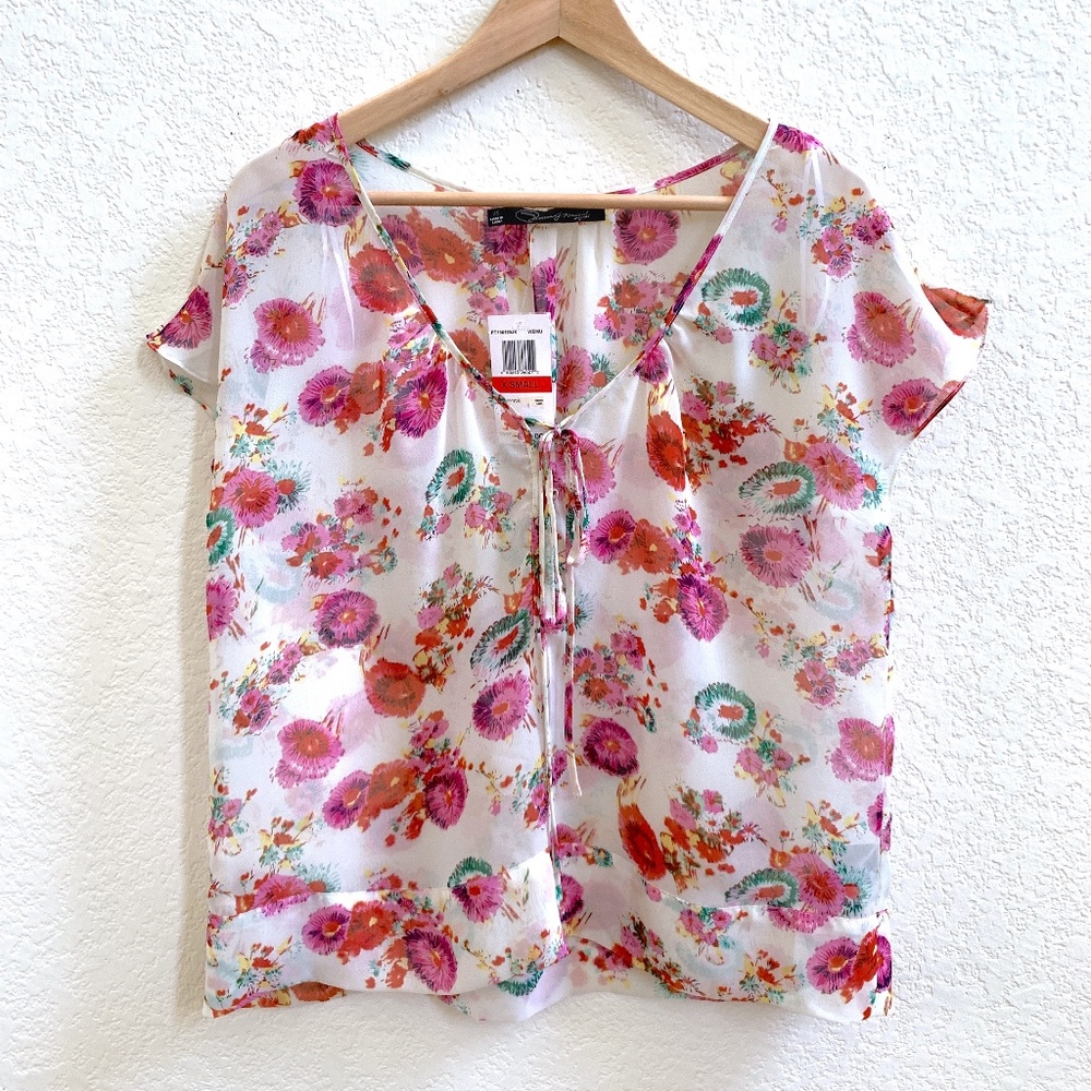 PATTERSON J KINCAID SEMI-SHEER VIVID FLORAL XS